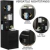 Bvewg Black Nightstand with Charging Station, Bed Side Table/Night Stand with Drawers, Bedside Table with Open Shelf Storage, Tall End Table for