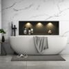 Bernkot Stainless Steel Shower Niche 36" X 12" Matte Black with Round Led Light No Tile Needed Wall Niche Recessed Shower Shelf for Bathroom Over