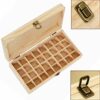Essential Oil Wooden Storage Box, Nail Polish Storage Aromatherapy Essential Oil Carrying Case Organizer Display Case with Buckle Holds 32-74 Bot