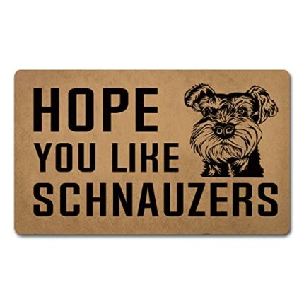 Funny Welcome Doormat Front Porch Decor Welcome Mat with Rubber Back 18"(W) x 30"(L)Hope You Like Schnauzers Funny Doormat for Entrance Way Monog