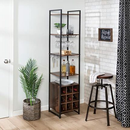 Honey-Can-Do Free-Standing Wine & Bar Storage Tower, Steel, Black, 150 lbs