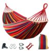 VANTHEIR 260 * 150cm Double Canvas Hammock with Spreader Bars, Durable Portable Hammock with Travel Bag, Comfortable Fabic Swing Chair, Load Capa