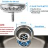 ARCOOZE Kitchen Sink Plug and Strainer- Stainless Steel 304 Kitchen Sink Plug Replacement with 3 Additional Silicon Seals, Sink Drainer Plug Diam