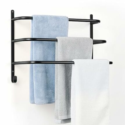 Towel Rail Wall Mounted 3 Tier Towel Rack Stainless Steel Towel Holder Anti-rust Towel Shelf Towel Bar with Hooks Wall Mounted Bath Towel Rack fo