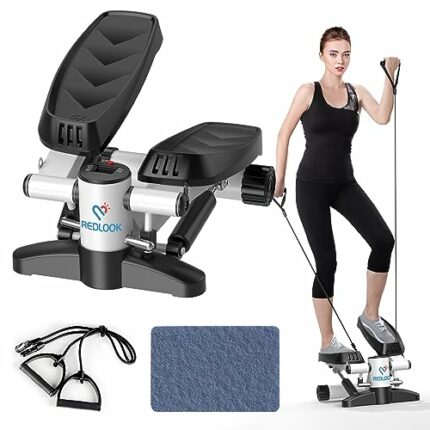 Mini Mute The Sound Stair Stepper,300LBS Loading Capacity, with LCD Monitor Floor mat Resistance Rope Hydraulic Fitness Stepper for Home Desk or