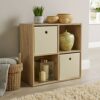 Home Source Storage Cube 4 Shelf Bookcase Wooden Display Unit Organiser White Furniture