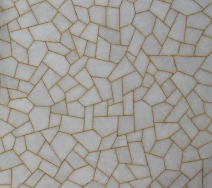 Gifts And Artefacts 42 x 42 Inches White Quartz Stone Epoxy Art Dining Table Top with Golden Foil Square Shape Kitchen Table for Home Decor