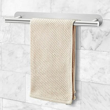 Joejis Self Adhesive Towel Rail 40cm Stainless Steel & Black Matte Bathroom Towel Holder Multiuse for Kitchen or Bathroom Towel Rail Drill-free (
