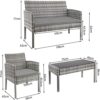 TJLSS 4 Piece Outdoor Garden Lounge Set with Cushion Garden Sofa Set Garden Furniture Sets for Patio Terrace