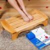 taimowei Heavy Duty Bath Stool Wooden, Shower Stools Solid Foot Stool Bench Antiskid Stable for Bathroom Max 150 Kg 25 * 13 * 6Inch,Household Goo