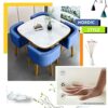 KUKIXO Modern Negotiation Reception Tables and Chairs 1 Table and 4 Chairs,Home Dining Room Furniture Set 1 Table 4 Chairs Kitchen Bar Balcony Be