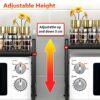 EKNITEY Extendable Microwave Oven Rack - Adjustable Kitchen Counter Shelf, 2 Tier Microwave Stand (L15.7~23.6" xW12.8 xH17.7) with 6 Hooks for Ki