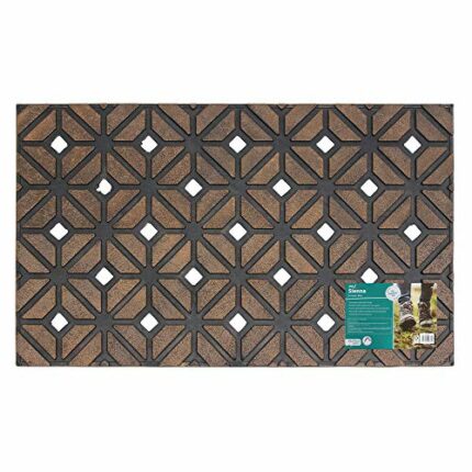JVL Sienna Geometric Weave Diamond Design Heavy Duty Door Mat, Rubber, 45 x 75 cm
