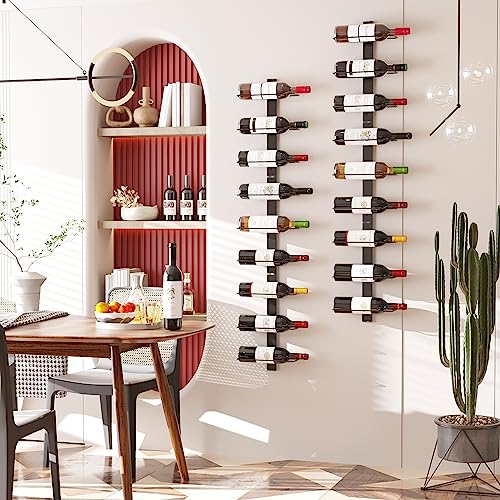 C&AHOME Wall Mounted Wine Rack, 18 Bottle Wall Mounted Wine Rack, Adjustable and Separable Metal Hanging Wine Bottle Holder, Freely Wall Wine Rac