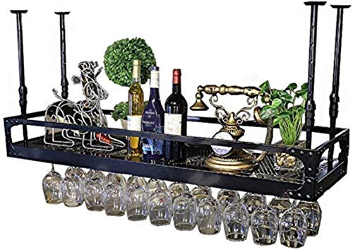 NEOCHY Wine Rack Floating Upside Down Goblet Hanging Wrought Iron Ceiling Decorative Shelf Bar Restaurant Kitchen Decoration Display