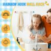 2 Pcs Kids Coat Rack Wall Mount Rainbow Kids Wall Hooks Wooden Coat Hooks Cute Coat Rack Wall Mounted for Kid's Towels Backpacks Bedroom Bathroom