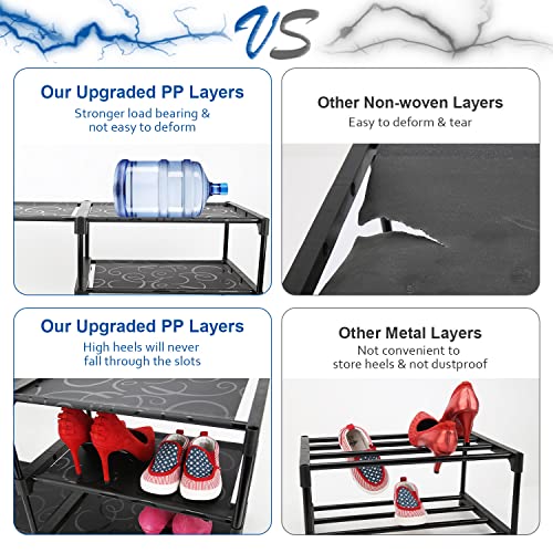 LVNIUS Large Tall Shoe Rack With Covers Shoes Closet 9-Tier 40-46 Pairs, Sneaker Rack Organizer Cabinet Closed Shoe Shelves Shoe Stand Holder For