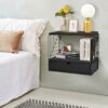 Floating Nightstand, Wood Bedside Shelf Wall Mounted with Drawer, Modern Style Bedside Table, Floating End Table, 2 Tier Floating Shelves for Bed