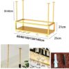 EYLINK Ceiling Wine Racks Hanging Wine Glass Rack Stemware Holder Metal Wine Bottle Holder Adjustable Height Goblet Storage Decoration Shelf For