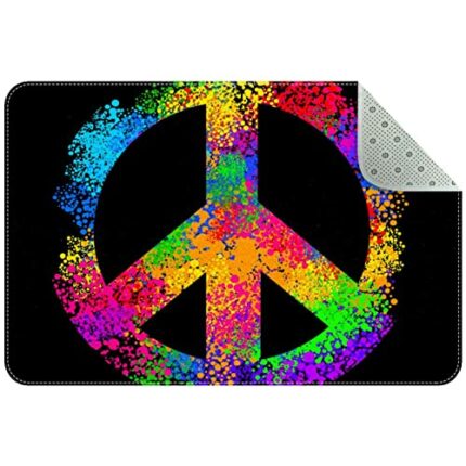 VBFOFBV Door Mat, Outdoor Indoor Doormat, Durable Floor Mat Non Slip Rug, Front Doormat for Entryway, Patio, Love and Peace Colored Splash Art