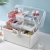 Uposao Plastic Storage Box with 3-Tier Fold Tray Medicine Organizer Portable Handled Case Lockable Container for Medicine Cosmetic Sewing Toy