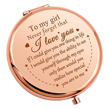 to my Girl Inspirational Gift Compact Mirror Birthday Gift Ideas for Granddaughter Niece Girlfriend Travel Compact Makeup Mirror Valentine's Day