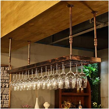 Pside Down Wine Rack Vintage Wrought Iron Metal Multi-Function Living Room Creative Display Wine Rack Home Goblet Rack - Restaurant Kitchen Bar F