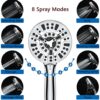 High Pressure Shower Head with Handheld, 8 Spray Settings + 2 Power Jet Modes Shower Heads, 5.04" Detachable Showerhead Set with Stainless Steel