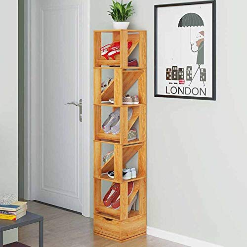 EYHLKM Multifunctional 360 Degree Rotating Storage Rack Creative Wooden Shoes Cabinet Space-saving Shoes Rack (Color : 3Layer)