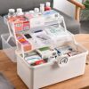 Uposao Plastic Storage Box with 3-Tier Fold Tray Medicine Organizer Portable Handled Case Lockable Container for Medicine Cosmetic Sewing Toy