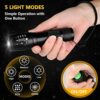 Unicozin LED Torch 1 Pack, 2000LM LED Flashlight Adjustable, 5 Modes Focus Zoomable, 3 x AAA Batteries Included, Waterproof Powerful Pocket Torch