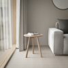 Round Side Table 100% Solid Wood Occasional Table Minimal Scandinavian End Table for Living Room Sofa Table (Whitewash Oak)
