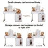 White Modern Vanity desk,Retractable Makeup dressing table with Nightstand,with Lighted Mirror and 2spacious drawers,Gift for Girls and Women wit