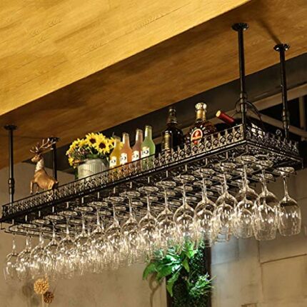 PIBM Iron Wall Mounted Wine Holder European-Style Tilted/Straight Wine Rack Red Wine Champagne Bottle Display Stand Rack Organizer J1030, Black ,