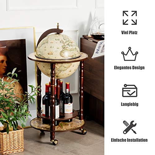 COSTWAY Globe Bar, Beige, Approx. 45 x 45 x 88 cm (L x W x H)