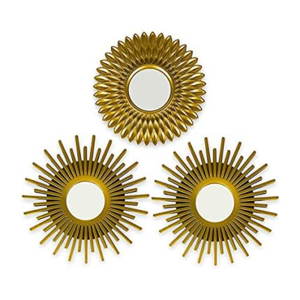 Oewnvmd Gold Mirrors for Wall Pack of 3 - Wall Mirrors for & Home Decor Mirrors for Wall Decor Decorative Mirrors