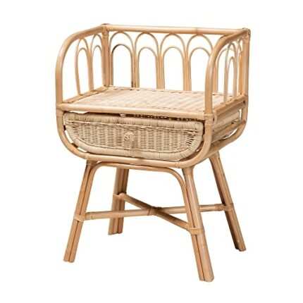 Baxton Studio Nightstand, Rattan, Natural Brown, 1-Drawer