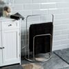 Bath Vida 3-Tier Bathroom Rack Free Floor Standing Curved Towel Holder, Metal, Chrome