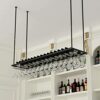 SUCHETA Hanging Wine Rack with Glass Holder and Shelf, Wine Rack Ceiling Wine Racks, Hanging Wine Glass Holder, Upside Down Home Wine Holder, Win