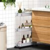 SPACEKEEPER Storage Trolley 3-Tier Slim Storage Cart Slide Out Rolling Utility Cart Mobile Shelving Unit Trolley Organizer Cart for Kitchen Bathr