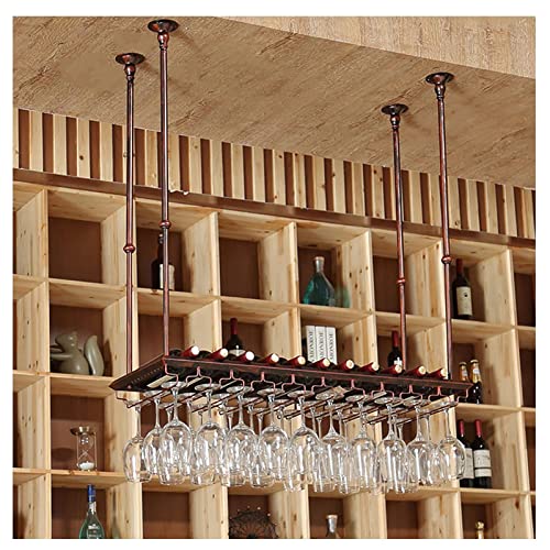 OUSIKA Wine Racks,Ceiling with Metal Frame, Wine Glass Rack Shelf, Red Wine Bottle Glass Holder,80Cm, Wine Storage Display Shelf