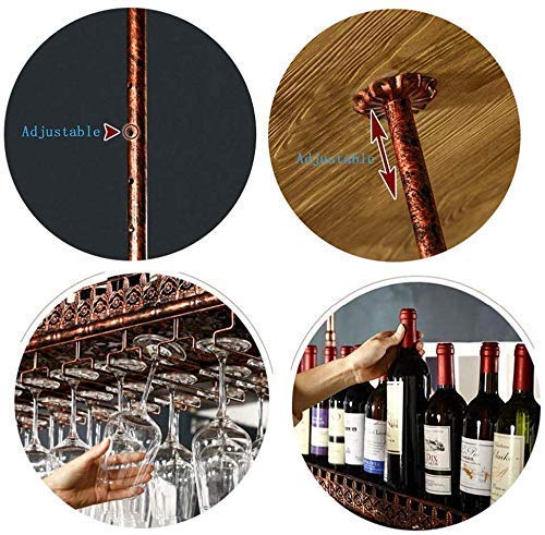 OUSIKA Wine Racks,Wine Lovers/Floating Wine Shelf Wine Glass Rack Wine Rack Adjustable Height Ceiling Mounted Hanging Wine Bottle Holder Metal Ir