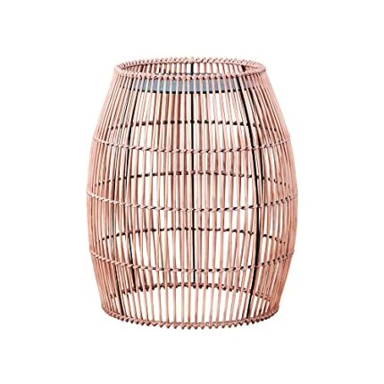 Teamson Home Outdoor Garden Large Round Drum Patio Side Table, 16.7 Inch Plant Stand in Bamboo Wicker, Weather Resistant, Outdoor Garden Décor, B