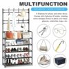 Coat Rack Stand with Shoe Rack, Free Standing Coat Stand with 8 Hooks, Free Standing Hall Tree, Shoe Rack with Coat Hanger for Hallway, Entryway,