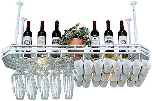 OUSIKA Wine Racks,Wine Lovers/Wall Wine Rack Hanging Wine Glass Rack Bar Creative Wine Rack Upside down Goblet Rack Ceiling Decoration Shelf for