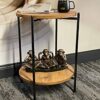 Living Room End Table with Storage Coffee Table and Round Table Narrow Side Table End Table for Living Room Fabric Storage Bag Nordic Style (Wood