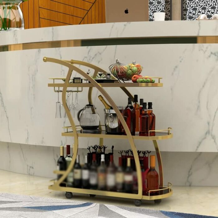 BybAgs Shelfe Dining Cart Cart Hotel Kitchen Cart Storage Kitchenniture Cart Storage Cart/Argento/80Cm*75Cm