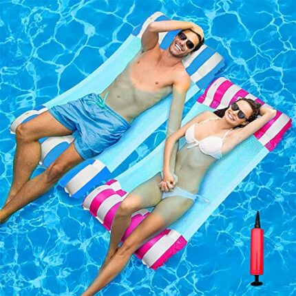 Pool Float Hammock 2 Pack,Inflatable Water Hammock Pool Bed Swimming Pool Hammock Floating Chair Bed with Infloator Pump for Swimming Pools Hot T