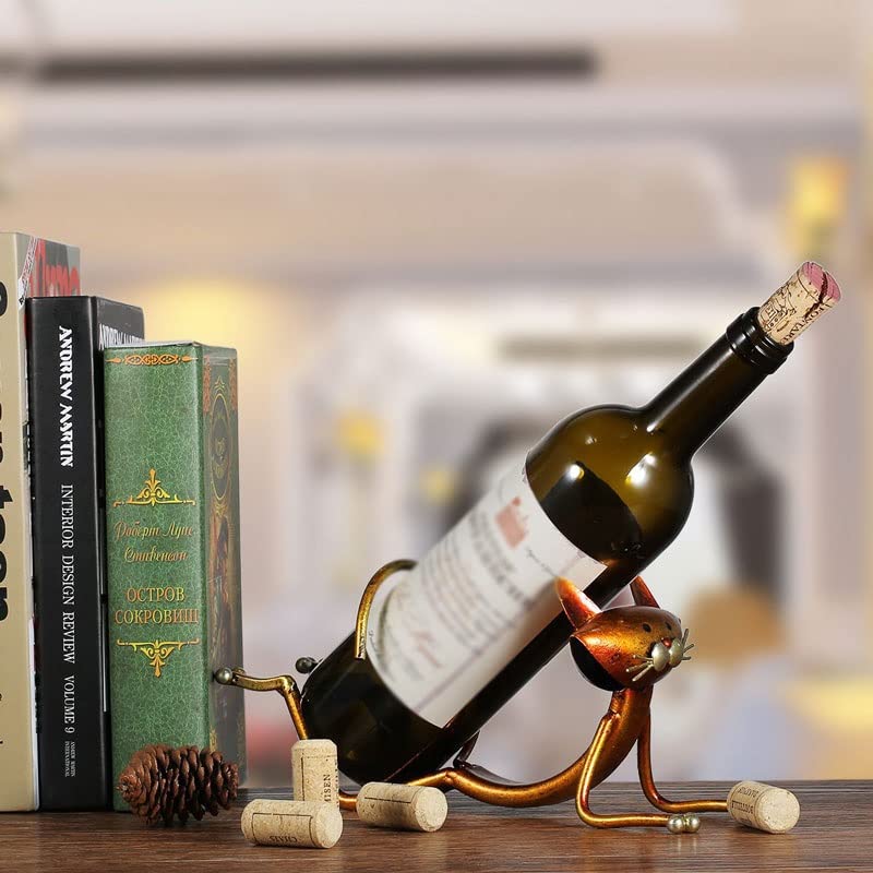 TFIIEXFL Wine Rack Metal Figurines Animal Craft Gift Wine Rack Office Home Decor Accessories
