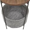 Amazon Brand - Rivet Meeks Storage Basket End/Side Table, 42.4 x 59.9 x 42.4 cm, MDF with Walnut Veneer/Metal Frame/Grey Fabric